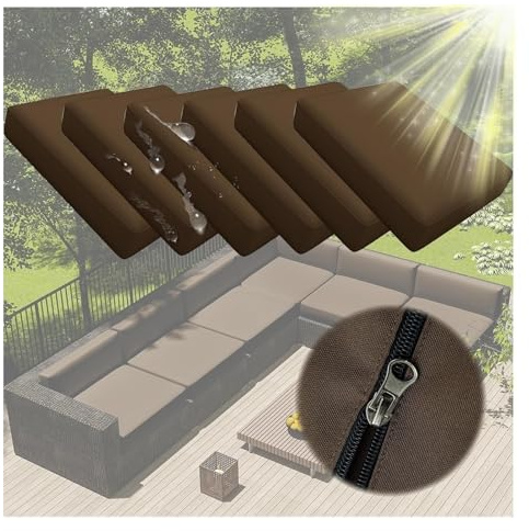 BLLMTEAR 2/4/6 piece Waterproof Sofa Seat Cushion Cover with Zipper Cushions Chair Seat Removable Cover Pads Cover for Indoor Outdoor Patio Rattan Furniture(11,6pcs:65x65cm)