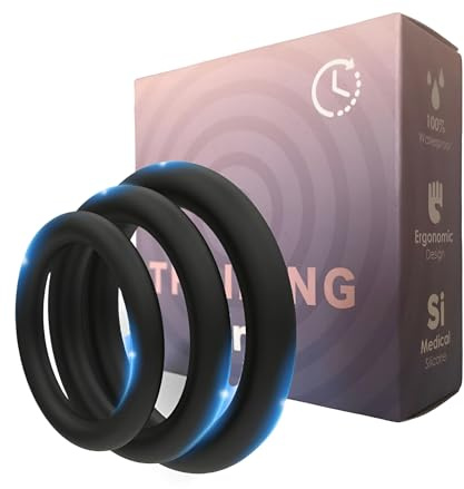 Pack x3 Anillos de Silicona para Hombre – Mejora el Rendimiento y Placer Íntimo – Aros Resistentes, Flexibles y Cómodos – Juguete Masculino Discreto - Regalo para parejas