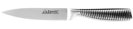 Zanetti, Coltello Multiuso Modello Ultra, Coltello Acciaio Inox, Lama 13 cm, Spessore 2 mm, Coltello Cucina Professionale, Manico Vuoto Acciaio Inox
