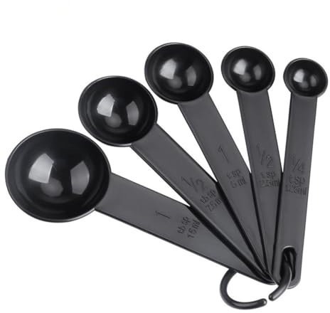 Wisafory Juego de 5 cucharas medidoras de plástico, vasos medidores para hornear, cucharilla, cucharilla dosificadora, herramientas, cuchara, utensilios de cocina, juegos para cocinar, hornear
