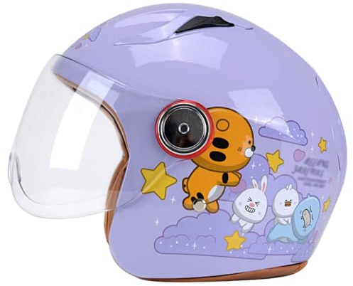 Casco De Motocicleta Abierto para Niños, Homologado ECE 22.06, con Visera Solar, Estilo Retro Jet 3/4 para Niños