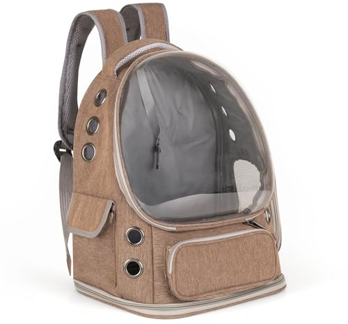 Petsona Haustier Rucksäcke Tragetasche Katzenrucksack Hunderucksack Für Reisen, Braun