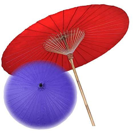 Parasol de Parasol en Papier d'huile de Parasol, Parapluie de à la Main Vintage, 2m, Squelette en Bambou, Poteau, Soleil/Protection Contre la Pluie, Parapluie de Plage en Plein air, Plusieurs