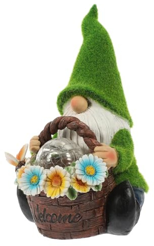 iplusmile Lampe Solaire GNOME De Jardin Décorative en Résine Peinte à La Main, Ornement De Pelouse Extérieur Résistant Aux UV, Décoration Artisanale pour Jardin Et Terrasse
