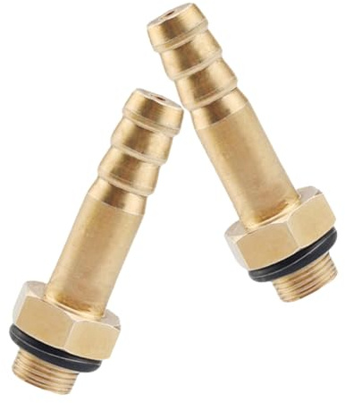 ibasenice Adaptador de Gas para Parrilla 2 Piezas Latón Conexión Rápida para Manguera de 8-10 Mm, Válvula de Estufa Compatible para Cilindro, Accesorio Antileak de 4.9 Cm Adecuado