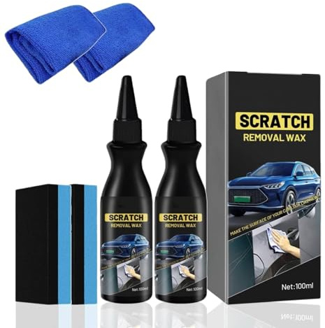 Efface Rayures Profondes Voiture,Car Scratch Remover,Expert Efface Rayures Carrosserie De Voiture Pour Rayures De Peinture,Les Tourbillons,Abrasions,Avec éponge Et Chiffon (2PC)