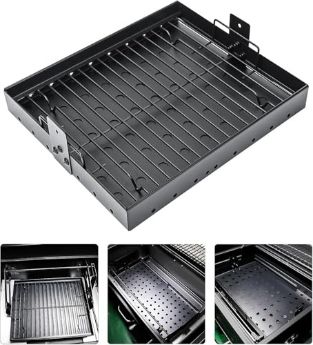 GRISUN Stretchable Charcoal Tray 38.1-71.1cm for 47183T-21 PS9900, Black High-Temperature Coating Charcoal Basket for HC4518L PS9500 8500 6800 6500 SH19030119 SH19030219 SH9916 Replacement Parts