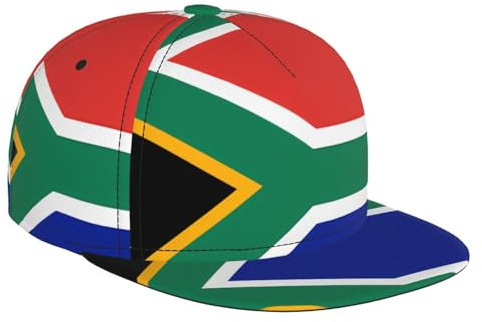 WZYWHJ Casquette de baseball élégante à bord plat avec image du drapeau de l'Afrique du Sud, évacuation de l'humidité et respirante, adaptée pour un usage quotidien, le sport et les voyages, noir