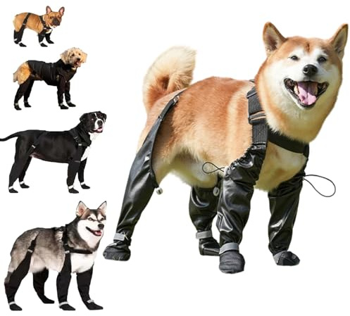 Hundeschuhe Wasserdicht & Anti Rutsch Pfotenschutz Hunde Schuhe Outdoor Hundeschuhe Winter für Alle Größen Spaziergänge Wandern Reisen (L)
