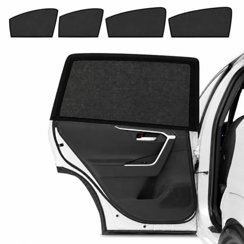 ARYIMYDP Set 4 parasole auto per bambini con zanzariera, copri finestrini universali anteriori 57x115 e posteriori 57x130 cm, protezione solare UV, oscurante, rete traspirante