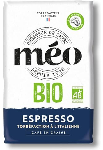 Café en Grains Espresso Bio 1 kg — Pur Arabica, Torréfaction à l'Italienne, Torréfacteur Français depuis 1928