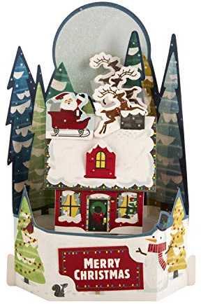 Hallmark Paper Wonder julkort - 3D pop-up jultomte by scen design
