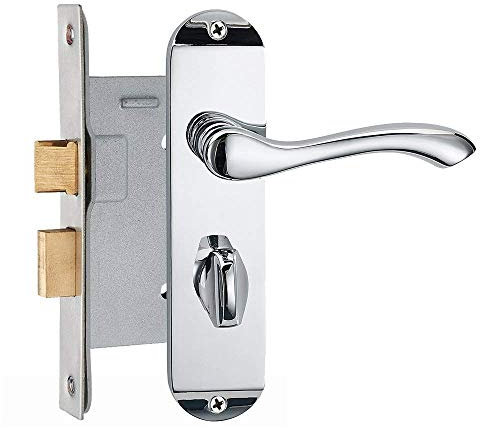HENYIN Cromo Lucido Porta Bagno Serratura Set, Backset 57MM (Z01-BK-57-R) (Porte a Mano Destra Solo)