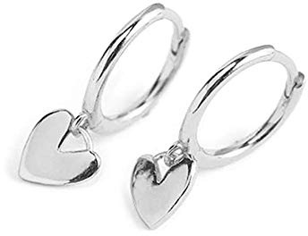 Niedliche Herz-Ohrringe für Damen und Mädchen, minimalistisch, S925er-Sterlingsilber, baumelnde Manschette, Schlafcreolen, zierlich, hypoallergen, Schmuck, Geschenke für sie