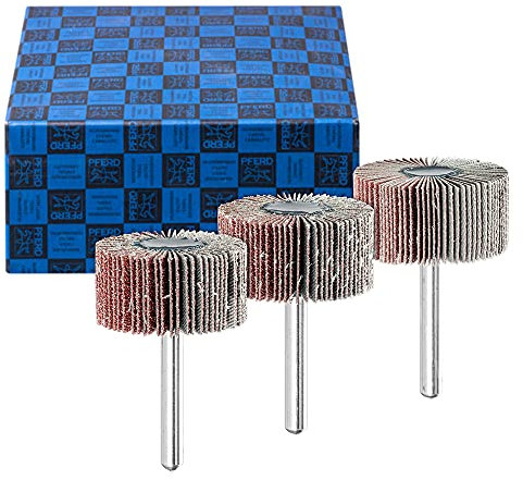 PFERD TOOLS Fächerschleifer-Set F, 3-tlg. | Korund Ø40x20mm Schaft-ø 6mm A60, 80, 120 | 44498003 – für Feinschliff & Finish