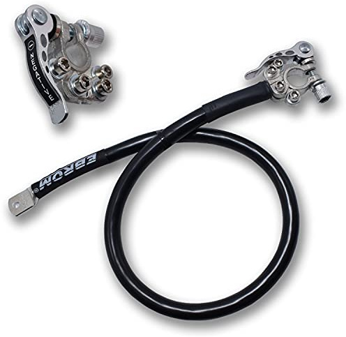 EBROM Batteriekabel Massekabel + Polklemme Schnellverschluss 25 mm² schwarz Schnellverbinder, 30 cm bis 8 m, Ringösen/Kabelschuhe M6/M8/M10/M12 oder Aderendhülse, Auswahl: 25mm2 30 cm Kabelschuh M10