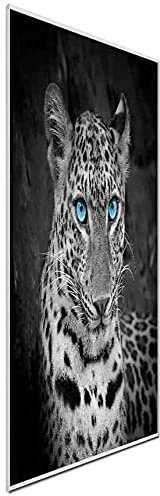 Ecowelle Infrarotheizung mit Bild | 750 Watt | 60x120 cm | Infrarot Heizung| | Made in Germany|Weiss aluminiumprofil| b 64 Leopard