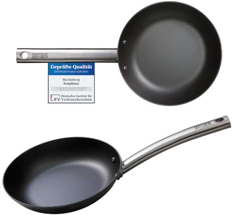 SKOTTSBERG Carbonstahl Bratpfanne - Ø 20 cm – vorgebrannt & PFAS‑frei, 2,5 mm Boden, hitze- & kratzfest - für Induktion, Gas, Ceran, Grill & Ofen