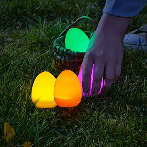 CXWLD 12 st påsk LED-ägg, 6,3 cm lysande äggformat ljus, batteridriven LED minitattlampa, lyser upp påskägg festgåvor för hem trädgård påskägg jakt festdekor