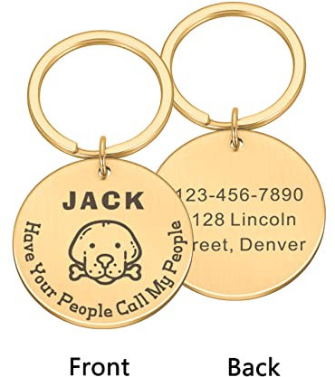 Personalisierte Hundemarke, Gravur, Hunde-ID-Tags, Namensschild, französische Bulldogge, Anti-Verlust-Haustier-Zubehör für Halsband, Halskette, Gold