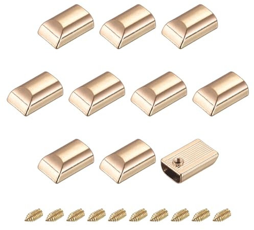 sourcing map 30Pcs Métal Fermeture éclair Bouchons, Rectangle Tirez Extrémités Supérieures Clip Queue Rechange avec Vis pour Bricolage Artisanats, Sac, Bagages, Clair Doré
