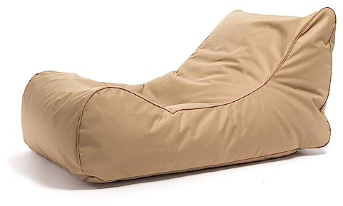 Ecopuf Pouf Chaise Longue Master Chaise Longue utomhus – avtagbar spjälsäng i polyester med sidoficka, Beige Nc17