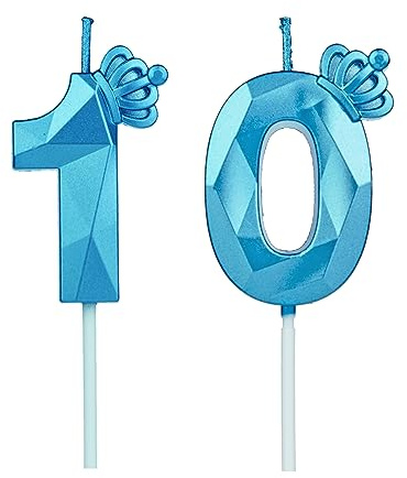 DTXLX Blau Krone Zahl 10 Geburtstagskerzen Kuchen Deko | Zahlen, mit, 3D, für, geburtstagsdeko, Kinder, Partys, Hochzeiten, Firmenfeiern, Jubiläen, #10