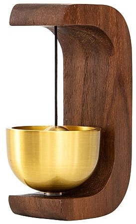 Geieold Bell for Door Opening - Door Bell Chime for Entry, Tape Doorbell, Compact Wood Style Bass Cute Reminder Easy Install