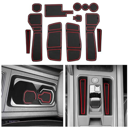 CDEFG Kompatibel mit Cupra Formentor 2023 2024 2022 [Elektronische Automatikgetriebe] Gummimatten Mittelkonsole Antirutschmatten rutschfest Gummi Matte Formentor V1 VZ VZ5 e-Hybrid Zubehör (Rot)