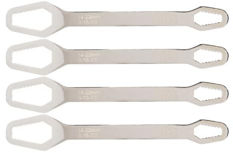 Aeun Llave para Tuercas Universal, Llave Multifuncional, 4 Piezas, 8 a 13 Mm, 14 a 22 Mm, 9,1 Pulgadas de Largo, 0,2 Pulgadas de Grosor para el Hogar (SILVER)
