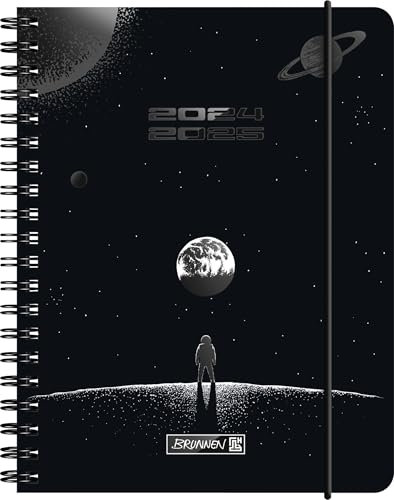 BRUNNEN Schülerkalender (2024/2025) „Outer Space“, 2 Seiten = 1 Woche, A6, 208 Seiten, schwarz
