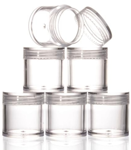 COSIDEA Lot de 24 pots vides ronds en plastique transparent de 10 g, 3,4 oz pour ongles à paillettes, contenant de recharge cosmétique, boîte de rangement, flacon d'emballage