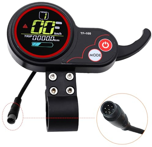 6 Pin Elektroroller Instrumentenanzeige,LCD Scooter Drosselklappe 48V TF-100 Display Pan,Kommunikationsinstrument,Beschleuniger Radfahren Anzeigefeld für 10 KUGOO Elektroroller-Controller M4/ M4 Pro