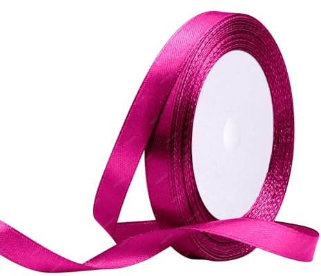 Nastro di raso Rosa Fucsia, 10 mm x 22 Metri Nastri in tessuto solido per confezioni regalo, bouquet di fiori, artigianato e decorazione di feste nuziali