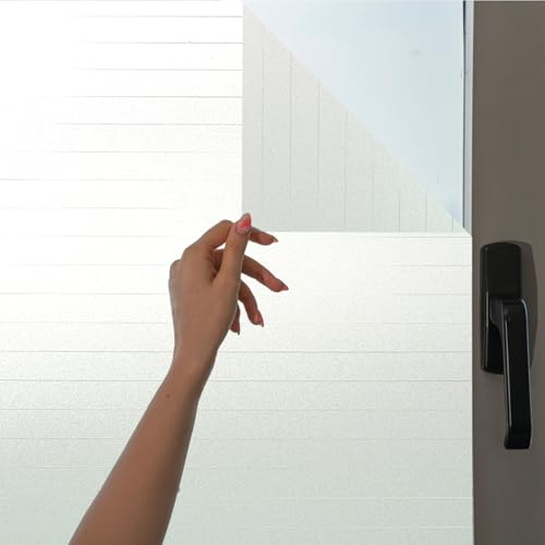 MARAPON® Fönsterfilm med nålremsor [60 x 200 cm] inkl. eBook med professionella tips – insynsskyddsfolie fönster med statisk vidhäftning – mjölkglasfilm – fönsterbilder självhäftande ogenomskinlig