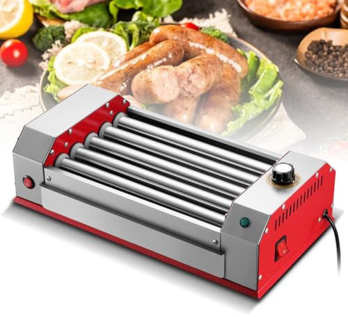 Mini máquina para hacer salchichas, máquina eléctrica con rodillo para perritos calientes, barbacoa multifunción para perritos calientes, máquina para cocinar con parrilla con rodillo para perritos
