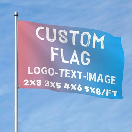 PRFELMG Personalisierte Flagge - Individuelle Flaggen mit Ihrem Text, Logo oder Foto - Einzigartiges Outdoor-Banner, Anpassbares Geschenk für Veranstaltungen, 3x5 Ft, Doppelseitig