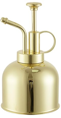 Namvo Botella pulverizadora para Plantas de 300 ml, pulverizador de Metal y Acero Inoxidable, regadera pequeña con Bomba Superior para suculentas de jardín Interior, Color Dorado