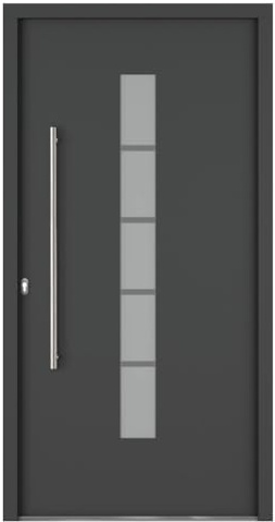 HORI Haustür Eingangstür Aluminium Kunststoff Komplettset - Haus Eingangstür mit 5-fach Verriegelung - Wärmeschutzglas - Farbe: Anthrazit (innen Weiß) - DIN Links - Modell: Chain - 210 x 100 cm