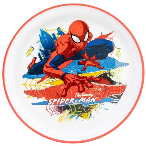 Assiette réutilisable bicolore pour enfant avec base antidérapante Spiderman