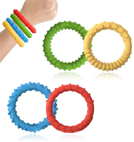 CATOR Pulseras elásticas antiestrés (paquete de 4), juguetes sensoriales para aliviar el estrés para niños, juguetes calmantes para niños autistas con necesidades especiales y adultos.