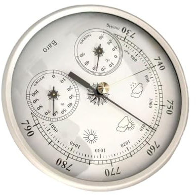 Guaber 130mm Barometers Thermometers Hygrometer Stainless Steel Frame Large Fishing Weather Gauge for Outdoor