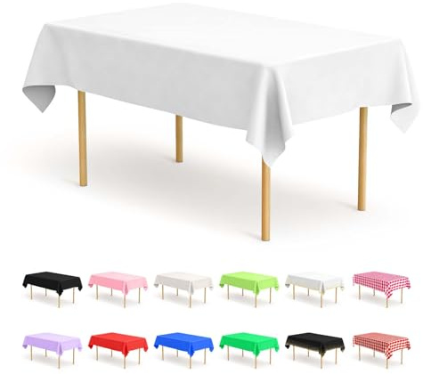 BOUBONI 4 tovaglie bianche usa e getta, 137 x 274 cm, rettangolari, adatte per matrimoni, catering all'aperto ed eventi a tema