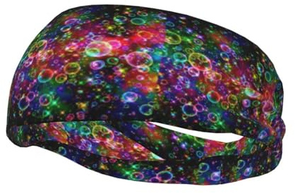 Whjshop modisches Sport-Schweißband, bunt, Regenbogen-Sterne, Drucke, Stirnbänder, absorbieren Schweiß, für Damen und Herren