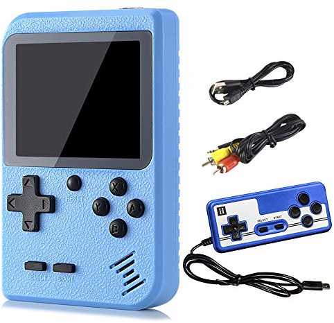 Portable Handheld Games Console with 800 Classical Games,Mini Retro Game Player Support for Connecting TV and Two Players,1020mAh Rechargeable Battery, Present for Kids and Adult (Blue)