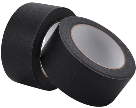 FINGERINSPIRE 2 Rolle 50 m/Rolle Schwarzes Malerband 5cm Breit Schwarzes Abdeckband Malerband Aus Papier Rückstandsfrei Nicht Reflektierend Gaffer Klebebänder Zum Malen Für Zuhause Büro Schule