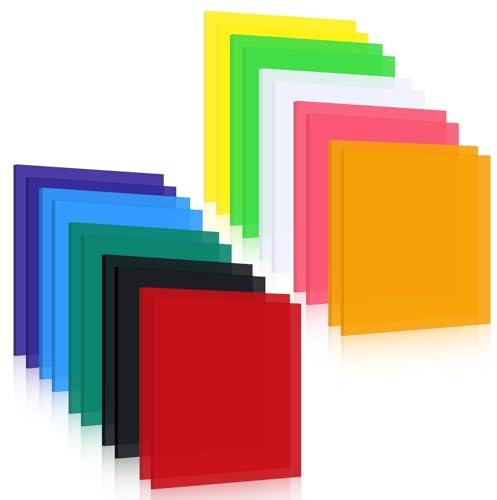 20 Stück Farbige Acrylplatten 3 mm Dick Acryl Kunststoffplatte Acrylglas Platten für Laserschneiden DIY Kunsthandwerk Bilderrahmen und Schilder, 20 x 20 cm