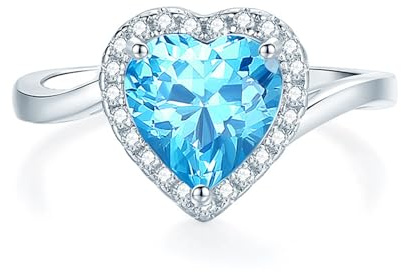 Ayoiow Bandringe für Damen, 4ct Topas und Moissanit Halo Vorsteckring Platin Pt950 für Sie, Platin 950 Größe 58 (18.5)