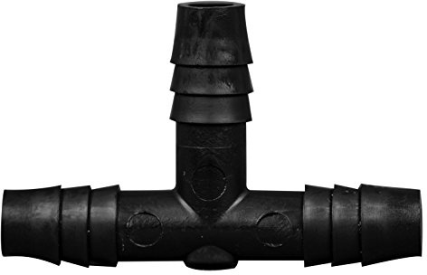 Polyethylene T-Type Barbed Tubing Connectors (Tee-Shaped), Three 3/8 Inch Barbs,(Pack of 10)