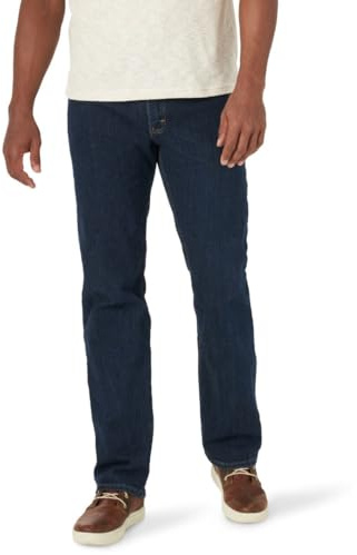 Wrangler Authentics Men's Regular Fit Comfort Flex Waist Jean, Dark Indigo, 33W x 32L